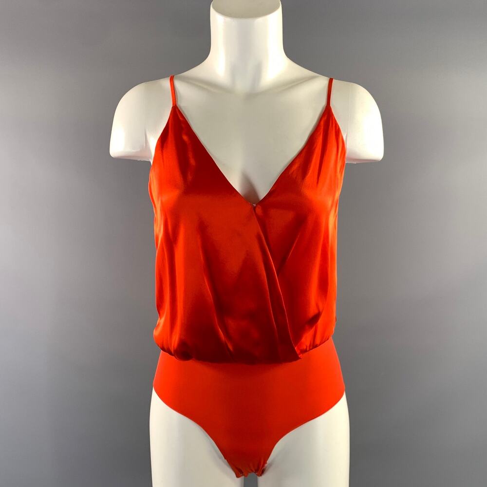 L'AGENCE Size XS Red Silk Body suit Casual Top